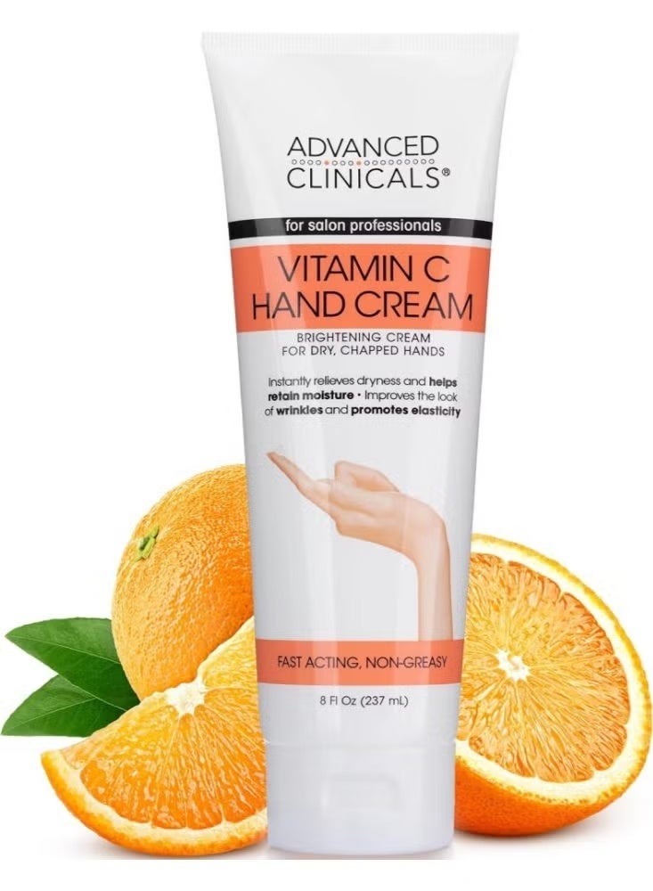 Advanced Clinicals Vitamin C Hand Cream for Moisturizing and Brightening Skin Appearance – 237 ml - Image 1